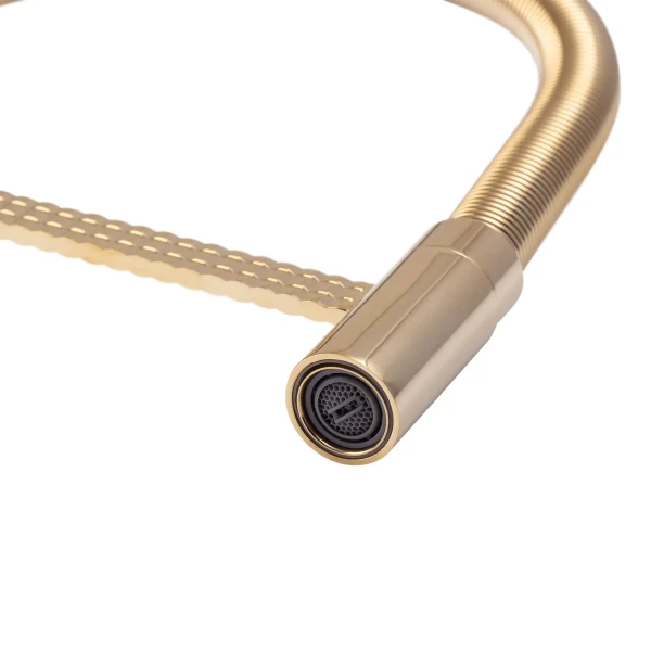 Высокий смеситель для кухни Mixxus Premium Spark 017 GOLD латунный с гибким изливом (MI6972)
