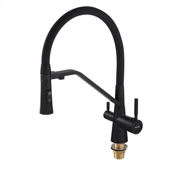 Смеситель для кухни Mixxus Premium Magnet 021 латунный черный с гибким изливом под фильтр (MI6974)