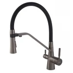 Смеситель для кухни Mixxus Premium Magnet 021 латунный графит с гибким изливом и подключением к фильтру MI6975 (MI6975)