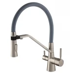Латунный смеситель для кухни Mixxus Premium Magnet 021 с гибким изливом под фильтр, цвет нержавеющая сталь (MI6976)