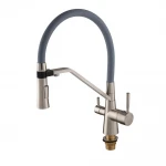 Латунный смеситель для кухни Mixxus Premium Magnet 021 с гибким изливом под фильтр, цвет нержавеющая сталь (MI6976)
