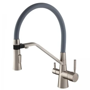 Латунный смеситель для кухни Mixxus Premium Magnet 021 с гибким изливом под фильтр, цвет нержавеющая сталь (MI6976)