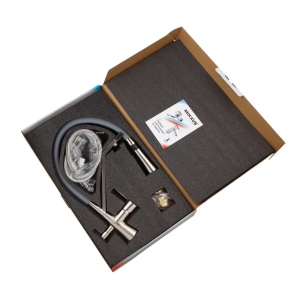 Латунный смеситель для кухни Mixxus Premium Magnet 021 с гибким изливом под фильтр, цвет нержавеющая сталь (MI6976)