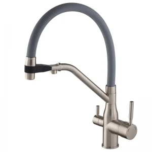 Смеситель для кухни Mixxus Premium Gravity 021 латунный с гибким изливом и подключением к фильтру (MI6980)