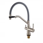 Смеситель для кухни Mixxus Premium Gravity 021 латунный с гибким изливом и подключением к фильтру (MI6980)