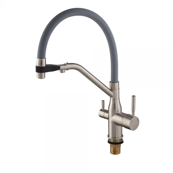 Смеситель для кухни Mixxus Premium Gravity 021 латунный с гибким изливом и подключением к фильтру (MI6980)