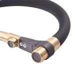 Смеситель для кухни MIXXUS PREMIUM Gravity 021 латунный, матовое золото с черным, с гибким изливом и подключением к фильтру (MI6981)