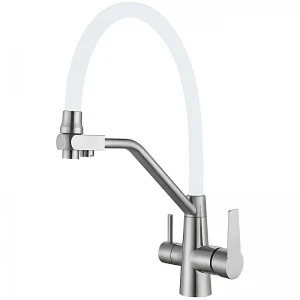 Смеситель для кухни MIXXUS FUL-021 REFL.WHITE из нержавеющей стали SUS304 с гибким изливом для питьевой воды (MI7017)