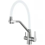 Смеситель для кухни с гибким изливом на две воды Mixxus FUL-021 REFL.WHITE из нерж. стали SUS304 (MI7017)