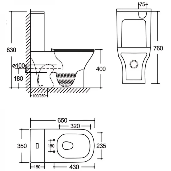 Унитаз-компакт Mixxus STYLE-0404-T3 650x350x830mm система смыва TORNADO 3.0 (MI7036)