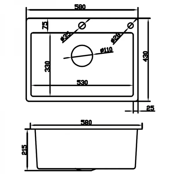 Мойка из нержавеющей стали MIXXUS MH5843 DECOR GRAPHITE (MH5843 DECOR NANO-BLACK) (3.0/0.8) цвет графит (MI7042)