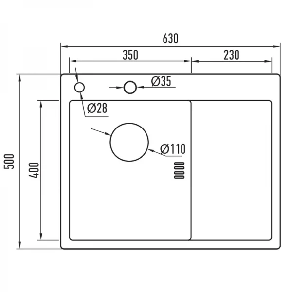Мийка з нержавіючої сталі Mixxus MH6350L Nano-Black (3.0/0.8) колір графіт (MI7045)