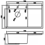 Мойка из нержавеющей стали MIXXUS MH7849L NANO-BLACK (3.0/0.8) цвет графит (MI7049)