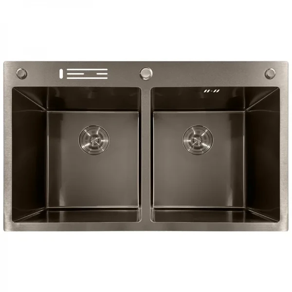 Мойка из нержавеющей стали MIXXUS MH8350-DK NANO-BLACK (3.0/0.8) цвет графит (MI7053)