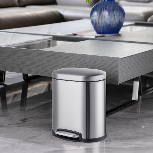 Відро для сміття з плавним закриттям овальне Mixxus Premium Topper-TC0205 SS Color 5л колір нержавійка (MI7059)