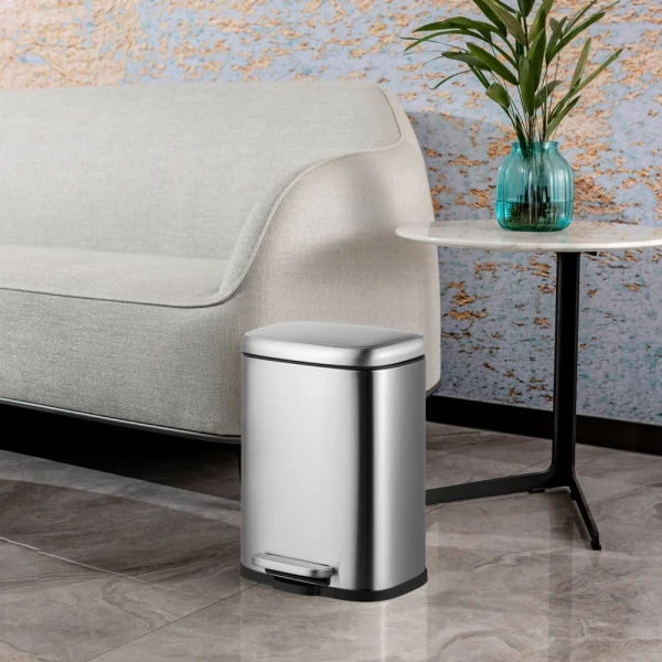 Мусорное ведро с плавным закрытием прямоугольное Mixxus Premium Style-TC0305 SS Color 5л цвет нержавейка (MI7060)