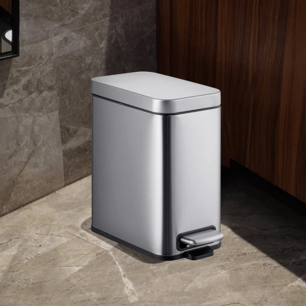 Відро для сміття з плавним закриттям прямокутне Mixxus Premium Quadro-TC0105 SS Color 5л колір нержавійка (MI7062)