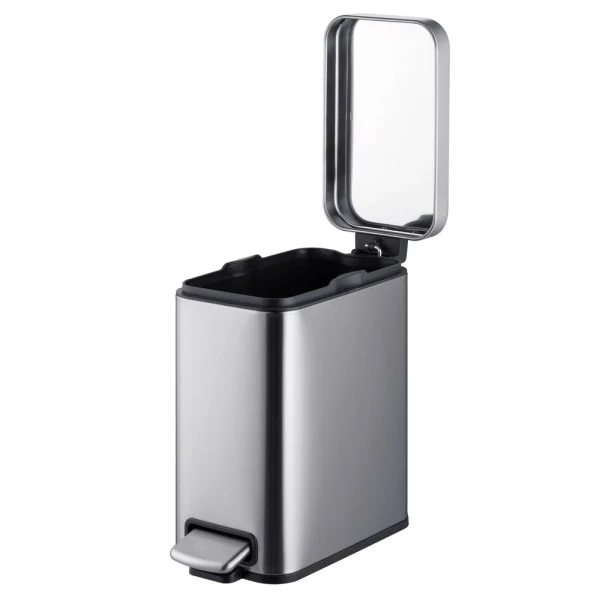 Відро для сміття з плавним закриттям прямокутне Mixxus Premium Quadro-TC0105 SS Color 5л колір нержавійка (MI7062)