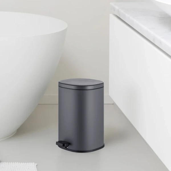 Відро для сміття з плавним закриттям овальне Mixxus Premium Olivary-TC0105 Graphite 5 л колір графіт (MI7063)