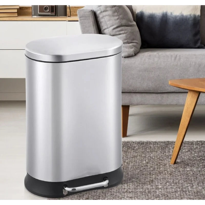 Мусорное ведро с плавным закрытием овальное Mixxus Premium Strong-TC0105 SS Color 5л цвет нержавейка (MI7080)
