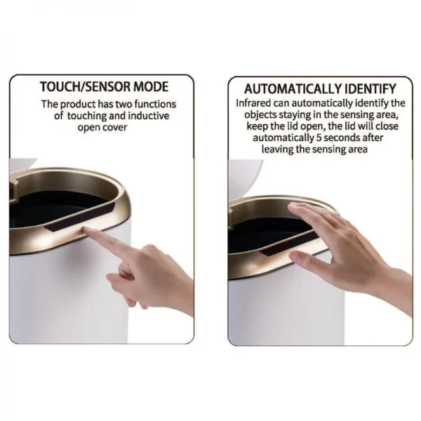 Мусорное ведро сенсорное овальное Mixxus Premium Topper-TC0112 White 12л цвет белый (MI7082)