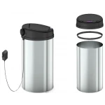Відро для сміття сенсорне кругле Mixxus Premium Ellipse-TC0109 Chrome-Black 9л (хром-чорне) (MI7083)
