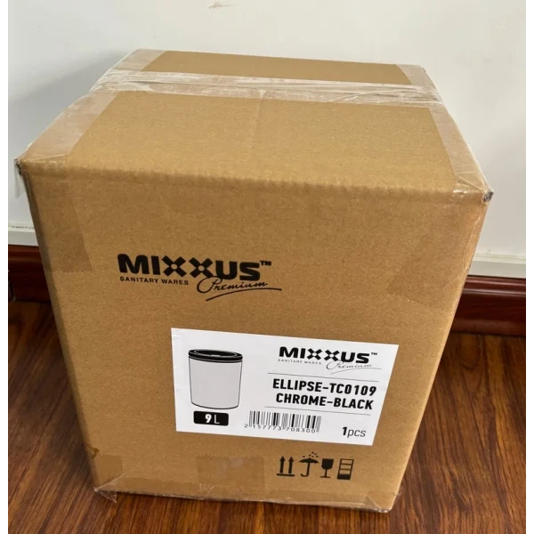 Відро для сміття сенсорне кругле Mixxus Premium Ellipse-TC0109 Chrome-Black 9л (хром-чорне) (MI7083)