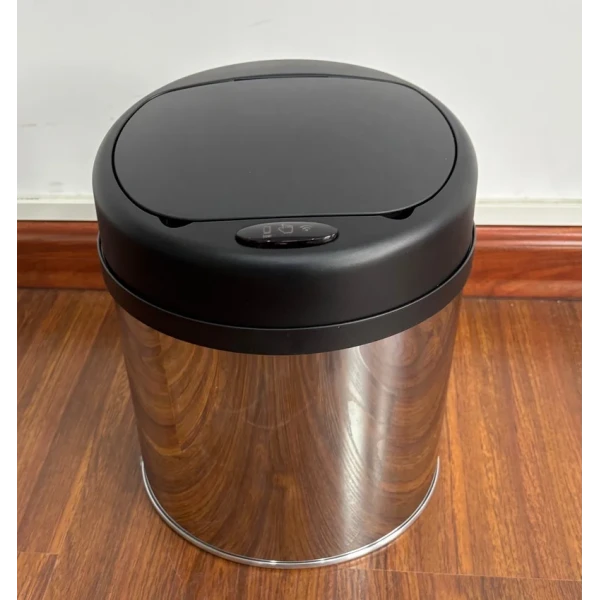 Відро для сміття сенсорне кругле Mixxus Premium Ellipse-TC0109 Chrome-Black 9л (хром-чорне) (MI7083)