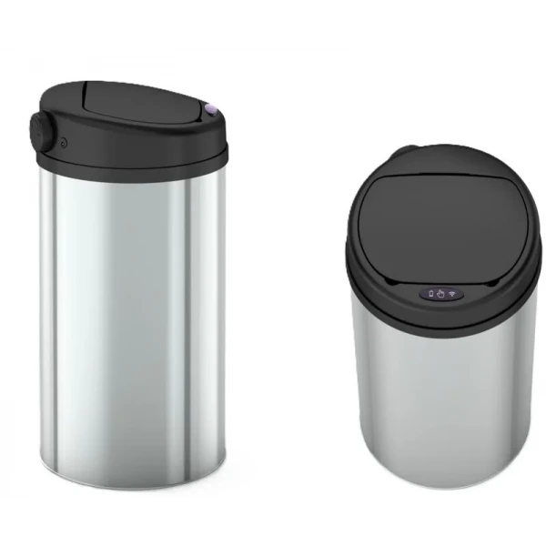 Мусорное ведро сенсорное круглое Mixxus Premium Ellipse-TC0109 Chrome-Black 9л (хром-черное) (MI7083)