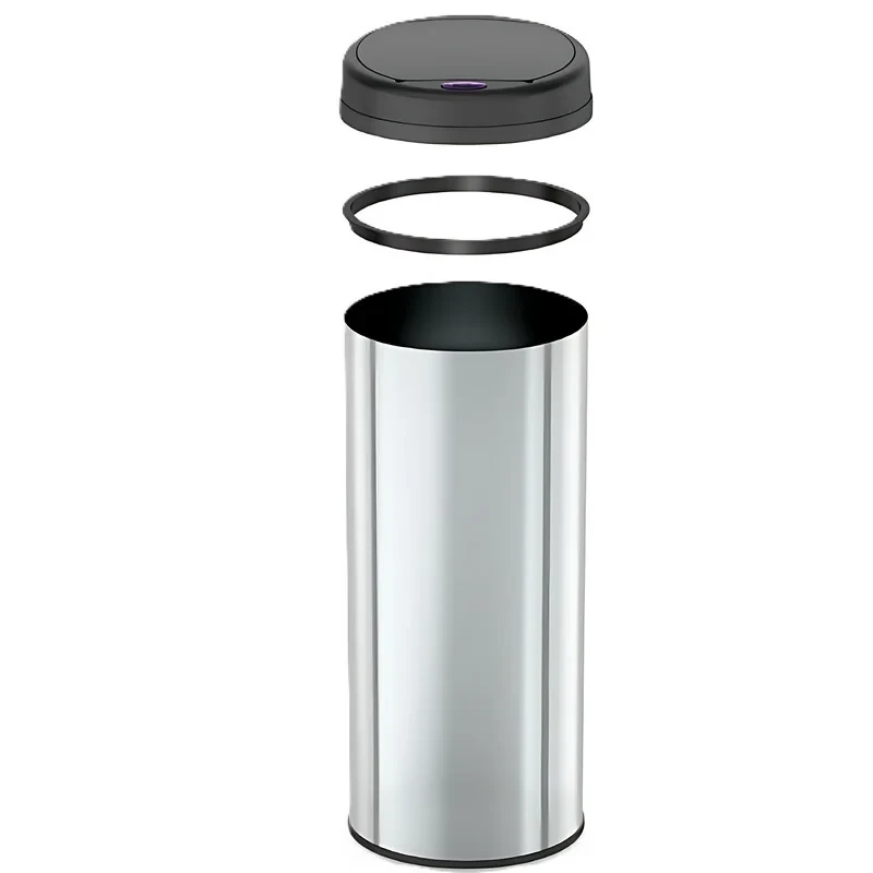 Мусорное ведро сенсорное круглое Mixxus Premium Ellipse-TC0109 Chrome-Black 9л (хром-черное) (MI7083)