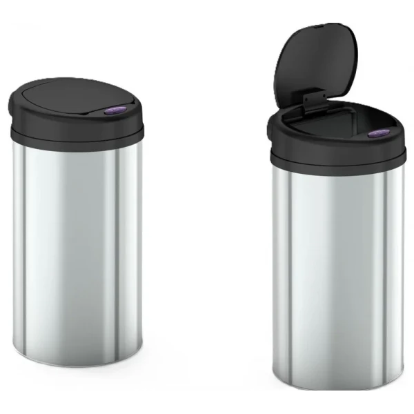 Мусорное ведро сенсорное круглое Mixxus Premium Ellipse-TC0109 Chrome-Black 9л (хром-черное) (MI7083)