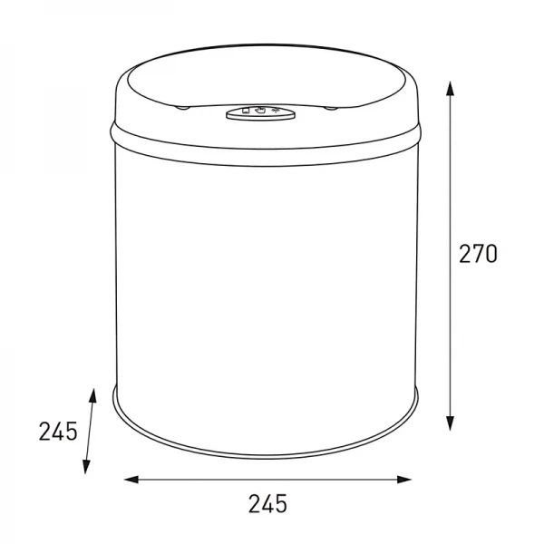 Мусорное ведро сенсорное круглое Mixxus Premium Ellipse-TC0109 Chrome-Black 9л (хром-черное) (MI7083)