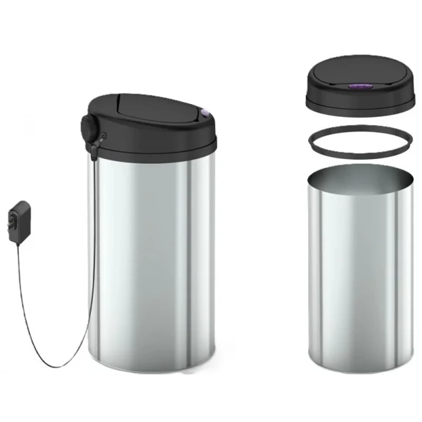 Мусорное ведро сенсорное круглое Mixxus Premium Ellipse-TC0109 Chrome-Black 9л (хром-черное) (MI7083)