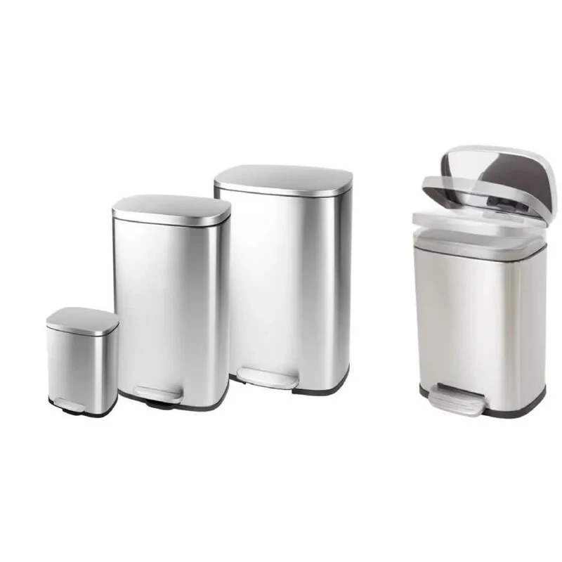 Мусорное ведро с плавным закрытием прямоугольное Mixxus Bevel-TC0105 SS Color 5л цвет нержавейка (MI7086)