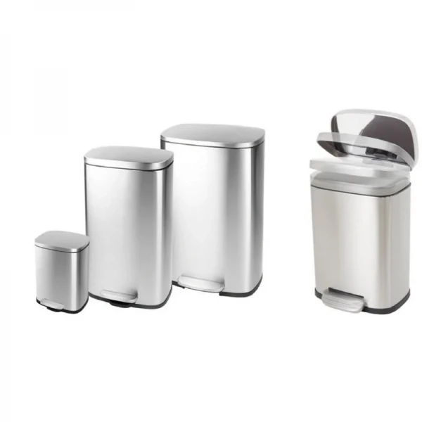 Мусорное ведро с плавным закрытием прямоугольное Mixxus Bevel-TC0112 SS Color 12л цвет нержавейка (MI7087)