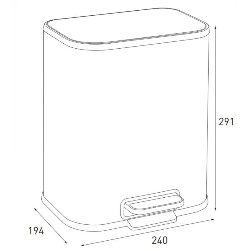 Мусорное ведро с плавным закрытием прямоугольное Mixxus Cubic-TC0105 SS Color 5л цвет нержавейка (MI7088)