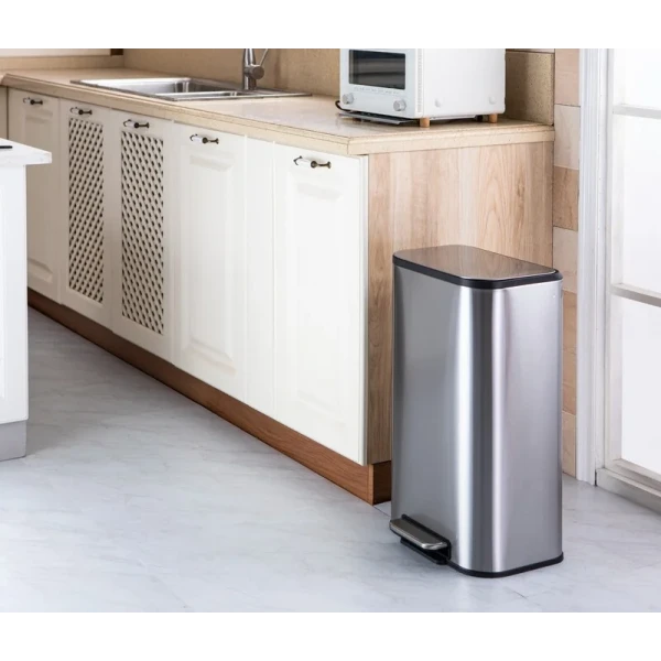 Мусорное ведро с плавным закрытием прямоугольное Mixxus Cubic-TC0105 SS Color 5л цвет нержавейка (MI7088)