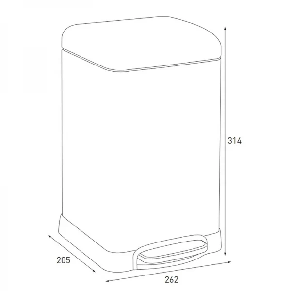 Відро для сміття з плавним закриттям квадратне Mixxus Style-TC0106 SS Color 6л колір наржавійка (MI7092)