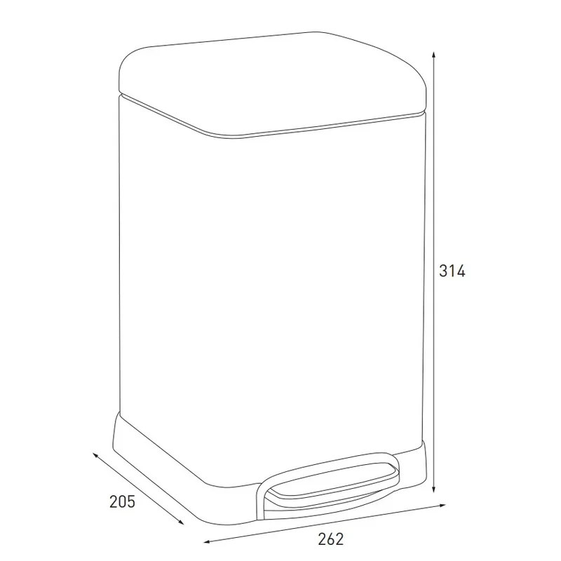 Мусорное ведро с плавным закрытием квадратное Mixxus Style-TC0106 SS Color 6л цвет нержавейка (MI7092)