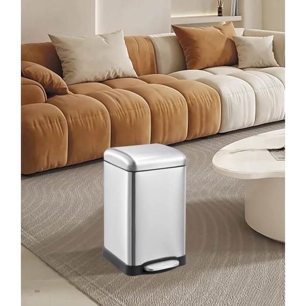 Відро для сміття з плавним закриттям квадратне Mixxus Style-TC0106 SS Color 6л колір наржавійка (MI7092)