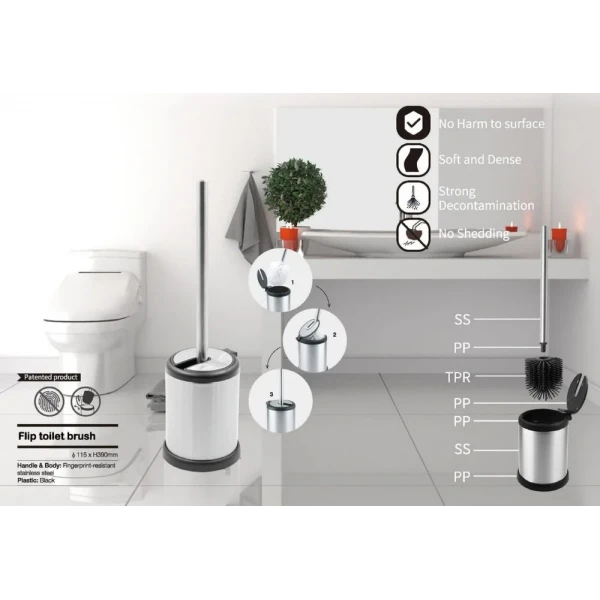 Ершик для унитаза напольный Mixxus Topper-TB0201 Black цвет черный (MI7095)