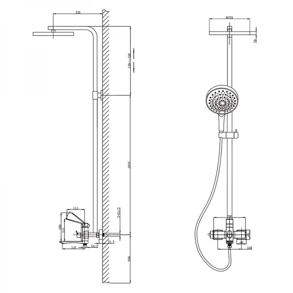 Душова колона зі змішувачем Mixxus Wilson 009-J Graphite (Колір графіт) (MI7122)
