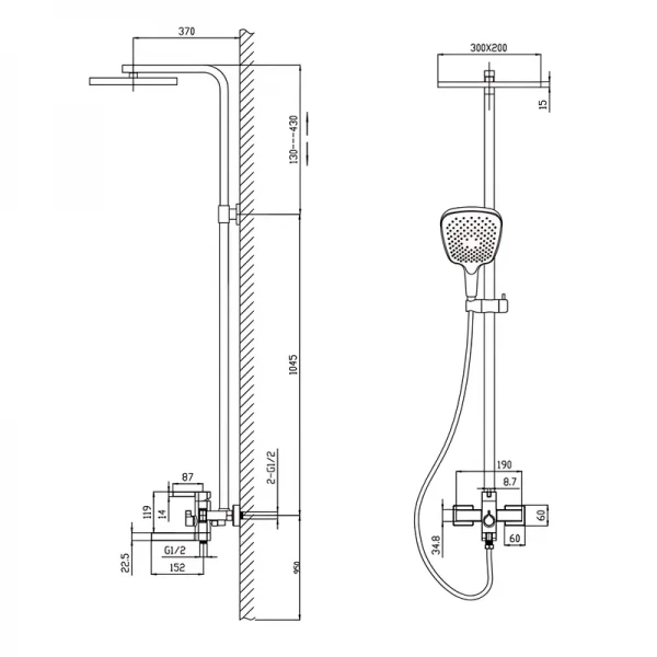 Душевая колонна со смесителем Mixxus Bond 009-J (MI7149)