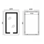 Дзеркало Mixxus HARD MR06-60x80-CASE з LED Touch, Anti-fog, димером, регулюванням яскравості, годинником (MI7157)