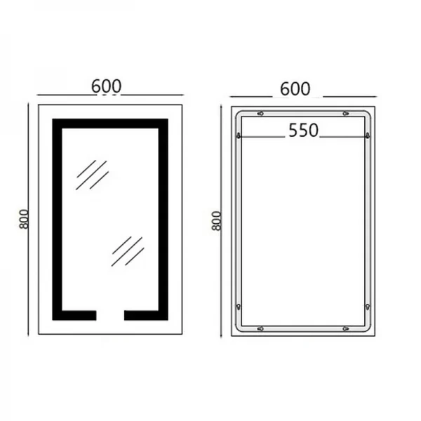 Дзеркало Mixxus HARD MR06-60x80-CASE з LED Touch, Anti-fog, димером, регулюванням яскравості, годинником (MI7157)