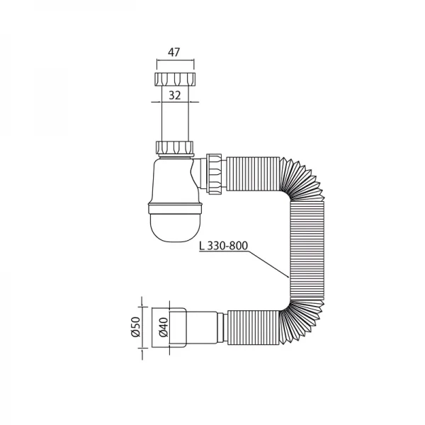 Сифон для умивальника MIXXUS SU-04-A поліпропілен білий, 1 1/4