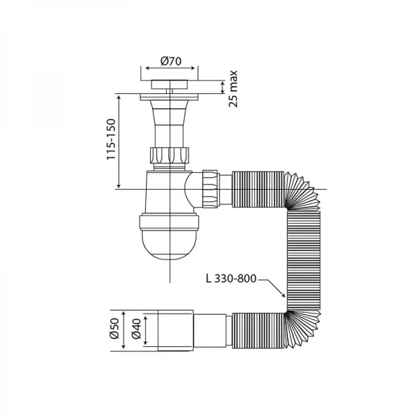 Сифон для умивальника Mixxus SU-02-A 1 1/2
