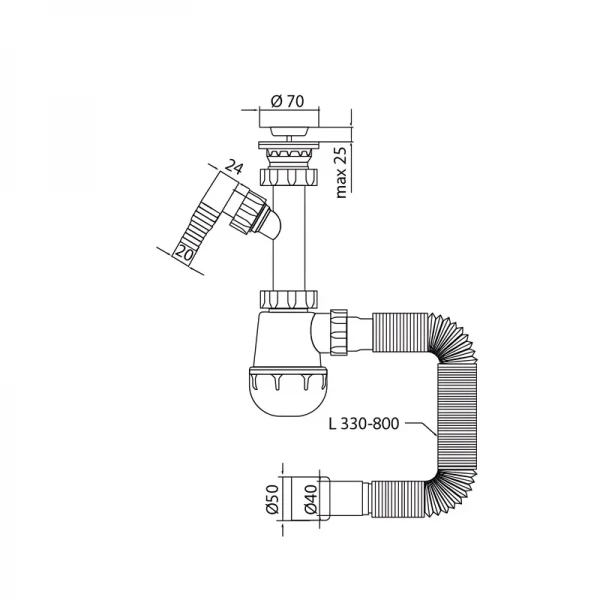 Сифон для кухні Mixxus SK-01-B 1 1/2