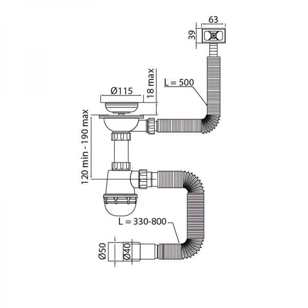 Сифон для кухні Mixxus SK-02-A 3 1/2