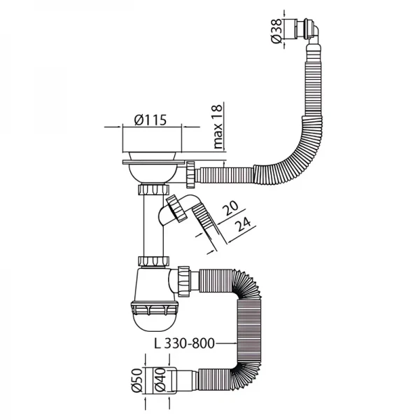 Сифон для кухні Mixxus SK-06-BL 3 1/2